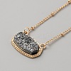 Simulated Druzy Resin Oval Pendant Necklace with Alloy Satellite Chains NJEW-WH0016-39G-05-1