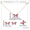 Butterfly Alloy Glass Pendant Necklaces & Stud Earrings & Rings Sets for Women SJEW-LP0001-25B-2