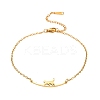 Cat Shape 304 Stainless Steel Link Anklets for Women AJEW-G068-01G-2