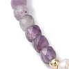 Natural Amethyst Cube Beads Stretch Bracelets for Women BJEW-JB13176-03-4