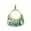 Bag Shape 304 Stainless Steel & Rhinestone & Paua Shell Pendants STAS-M121-05G-1