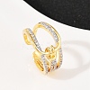 Brass Micro Pave Cubic Zirconia Cuff Rings for Women RJEW-C140-09G-2