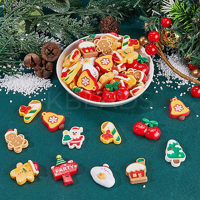 60cs 2 Styles Christmas Opaque Resin Decoden Cabochons RESI-SP0001-02B-1