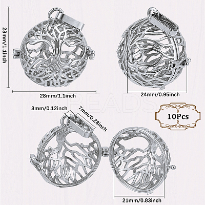 10Pcs Rack Plating Brass Cage Pendants KK-SC0005-90-1