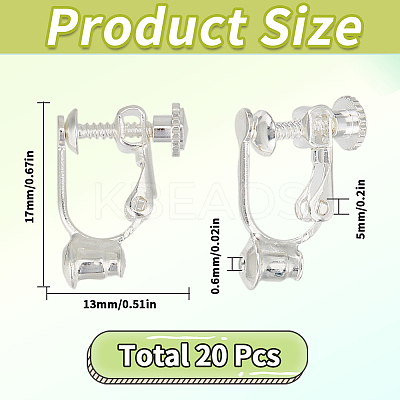 20Pcs Brass Screw Clip-on Earring Converters Findings KK-SC0004-79-1