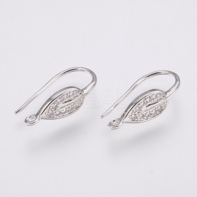 Brass Micro Pave Cubic Zirconia Earring Hooks ZIRC-K075-38P-1