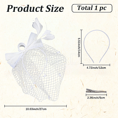 Gauze Mesh Veil Cloth with Aligator Hair Clip AJEW-WH20018-97B-1