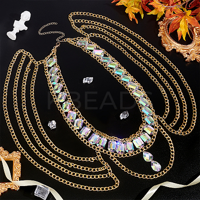Rhinestone Cup Chains Belts AJEW-WH0470-61G-1