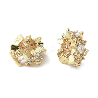 Brass Micro Pave Cubic Zirconia Rondelle European Beads FIND-B046-02G-1