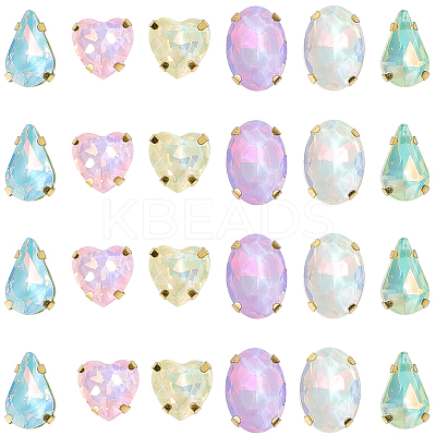 60Pcs 6 Styles Zinc Alloy Rhinestone Sew on Rhinestones FIND-CY0001-07-1