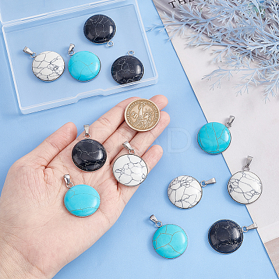 12Pcs 3 Colors Synthetic Turquoise Pendants STAS-UN0039-61-1