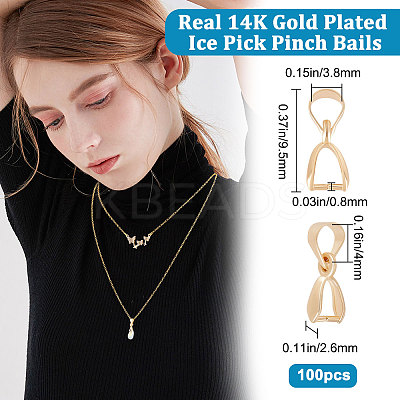 100Pcs Rack Plating Brass Ice Pick Pinch Bails KK-BBC0004-18-1