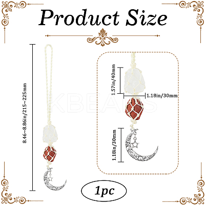 Nuggets Natural Quartz Crystal & Red Jasper Pouch Pendant Decorations HJEW-WH20002-03D-1