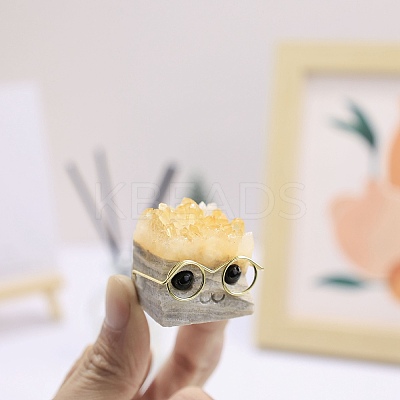 Natural Druzy Quartz Crystal Hedgehog Figurines PW-WG26886-01-1