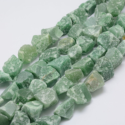 Raw Rough Natural Green Aventurine Bead Strands G-F403-03-1