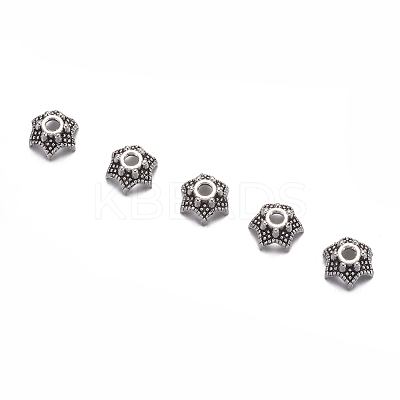 6-Petal Flower Tibetan Silver Bead Caps LS-AA188-1