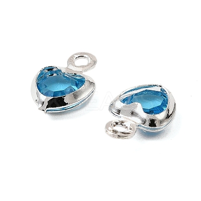 Heart Brass Glass Charms KK-S385-01S-08-1