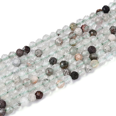 Natural Green Lodolite Quartz/Garden Quartz Beads Strands G-T143-01-1