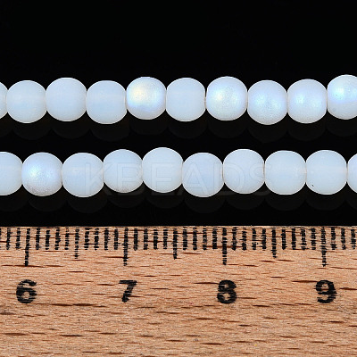 Frosted Imitation Jade Glass Beads Strands GLAA-T032-J4mm-MBB02-1