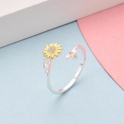 925 Sterling Silver Micro Pave Cubic Zirconia Open Cuff Rings for Women STER-N016-138SG-1
