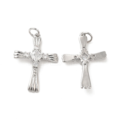 Brass & Glass & Cubic Zirconia Pendants KK-G468-12P-1