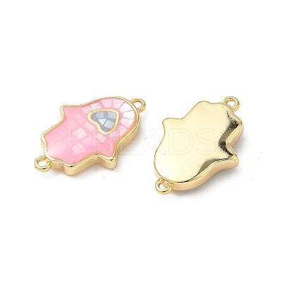 Brass Pave Shell Connector Charms KK-I357-04G-01-1