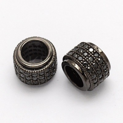Column Brass Micro Pave Cubic Zirconia European Beads ZIRC-P013-05-FF-1
