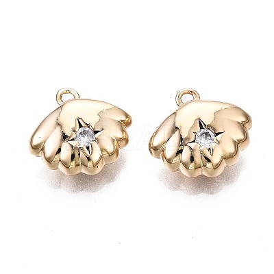 Brass Micro Pave Clear Cubic Zirconia Charms KK-Q764-004-1