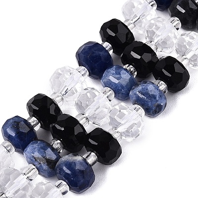 Natural Obsidian & Sodalite & Quartz Crystal Beads Strands G-Q614-03A-04-1