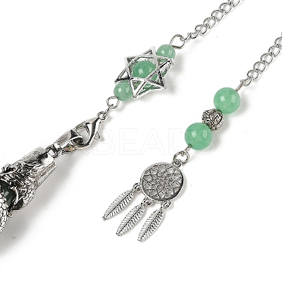 Natural Green Aventurine Cone Dowsing Pendulum Big Pointed Pendants AJEW-Z041-01E-AS-1