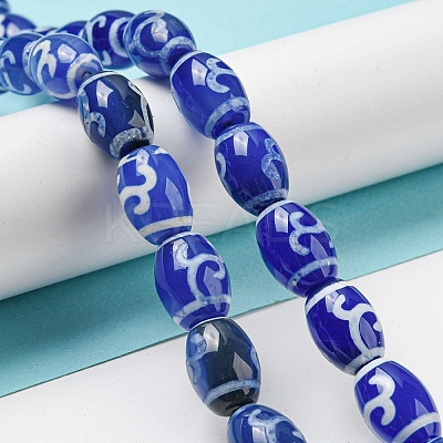 Blue Tibetan Style dZi Beads Strands TDZI-NH0001-C07-01-1
