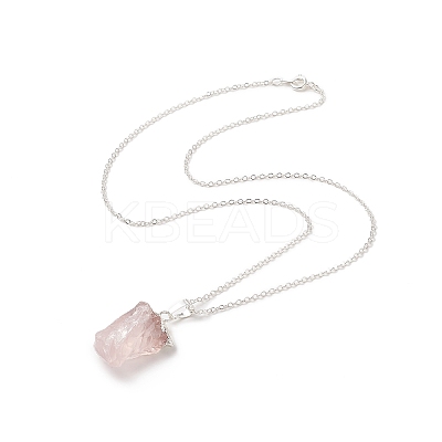 Natural Rose Quartz Geometry Pendant Necklace NJEW-JN04239-04-1