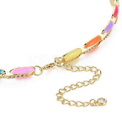 Brass Micro Pave Cubic Zirconia Link Tennis Necklaces for Women NJEW-T013-01G-09-1