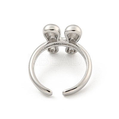 Brass Letter Open Cuff Rings for Women RJEW-G313-01H-P-1