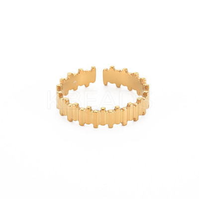Ion Plating(IP) 304 Stainless Steel Stripe Open Cuff Ring for Women RJEW-S405-233G-1