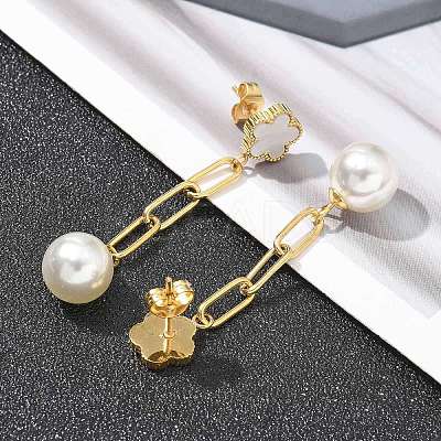 304 Stainless Steel Flower Dangle Stud Earrings EJEW-C096-54G-1