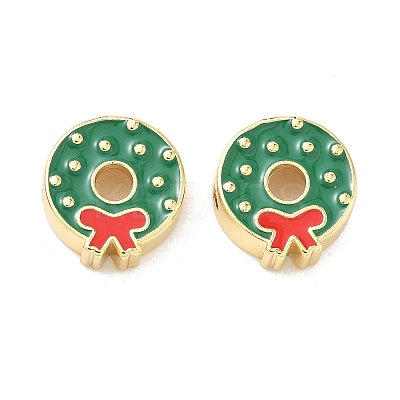 Christmas Brass Enamel Beads KK-I474-G13-1