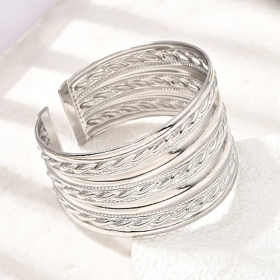 37.5MM 304 Stainless Steel Textured Multi-Strand Wide Cuff Bangles for Women SA-CBAB767-28P-1