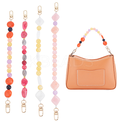 4Pcs 4 Style Resin Imitation Gemstone Beaded Bag Handles FIND-PH0009-46A-1
