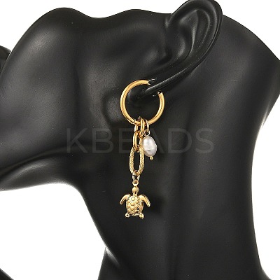 Ocean Theme 304 Stainless Steel Dangle Hoop Earrings EJEW-JE07357-1