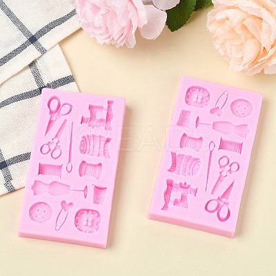 2Pcs Sewing Theme Silicone Chocolate Molds for DIY Baking Making ST-CJ0007-56-1
