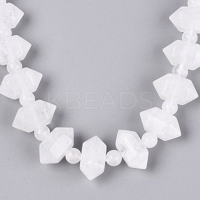 Natural Quartz Crystal Round & Cone Beaded Necklaces NJEW-N064-03O-1