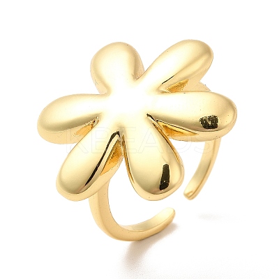 Brass Flower Open Cuff Ring for Women KK-H434-23G-1