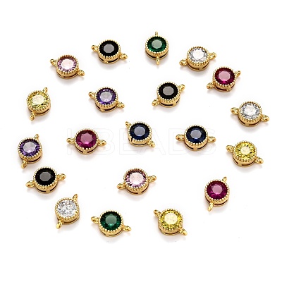 Real 18K Gold Plated Brass Micro Pave Cubic Zirconia Links Connectors ZIRC-L100-010G-1