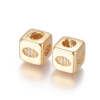 Brass Micro Pave Cubic Zirconia Beads ZIRC-G162-16G-12-1