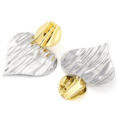 304 Stainless Steel Textured Heart Stud Earrings for Women EJEW-U023-10GP-1