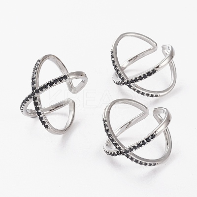 Brass Micro Pave Cubic Zirconia Cuff Rings RJEW-C101-13G-C-1