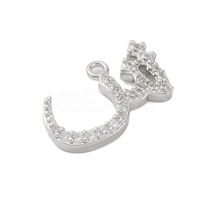 Rack Plating Brass Micro Pave Clear Cubic Zirconia Pendants KK-A224-03B-P-1