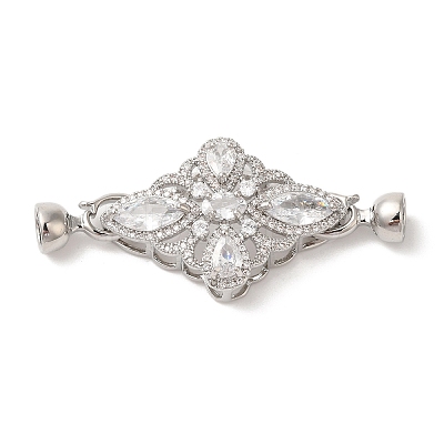 Brass Micro Pave Clear Cubic Zirconia Fold Over Clasps KK-A227-03P-1