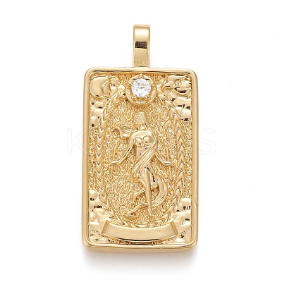 Brass Micro Pave Clear Cubic Zirconia Pendants ZIRC-Z004-01M-1